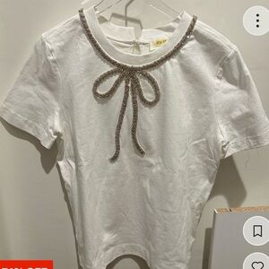 White Beaded Bow Top